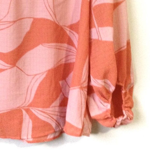 A NEW DAY-Orange Floral Chiffon Muse Blouse - Picture 5 of 10